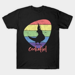 Funny cute cockatiel parrot stencil design for bird lovers design T-Shirt